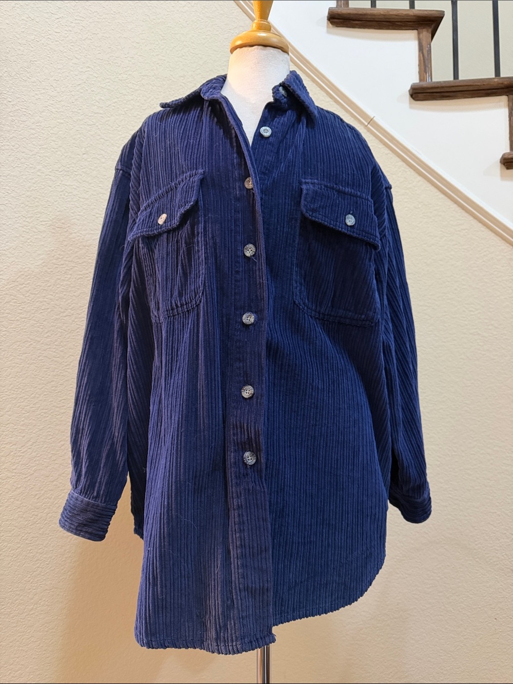 Vintage Route 66 Navy Corduroy Utility Shacket